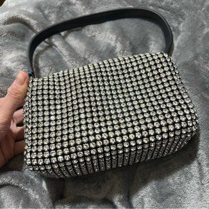 Alexander Wang heiress pouch in rhinestone mesh medium-sized pouch bag